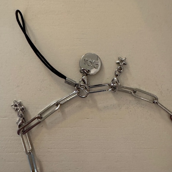 Dior Silver Chain Phone Charm / Bracelet w/ Stars & CD Logo – New - Picture 2 of 2